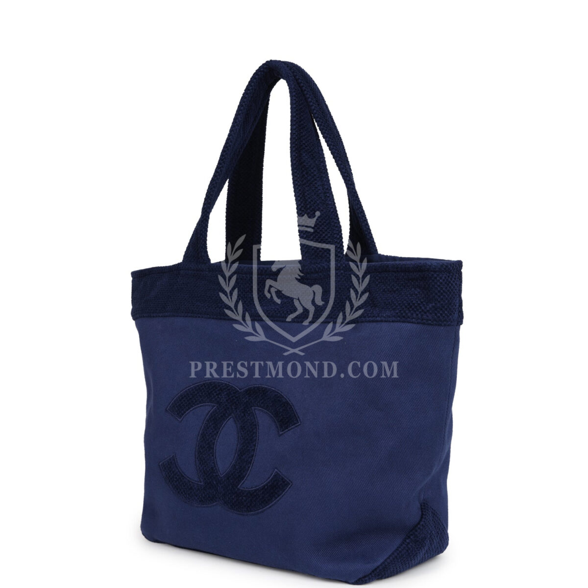 Chanel CC Beach Tote Bag & Towel Set Navy Blue Canvas & Terry — изображение 4