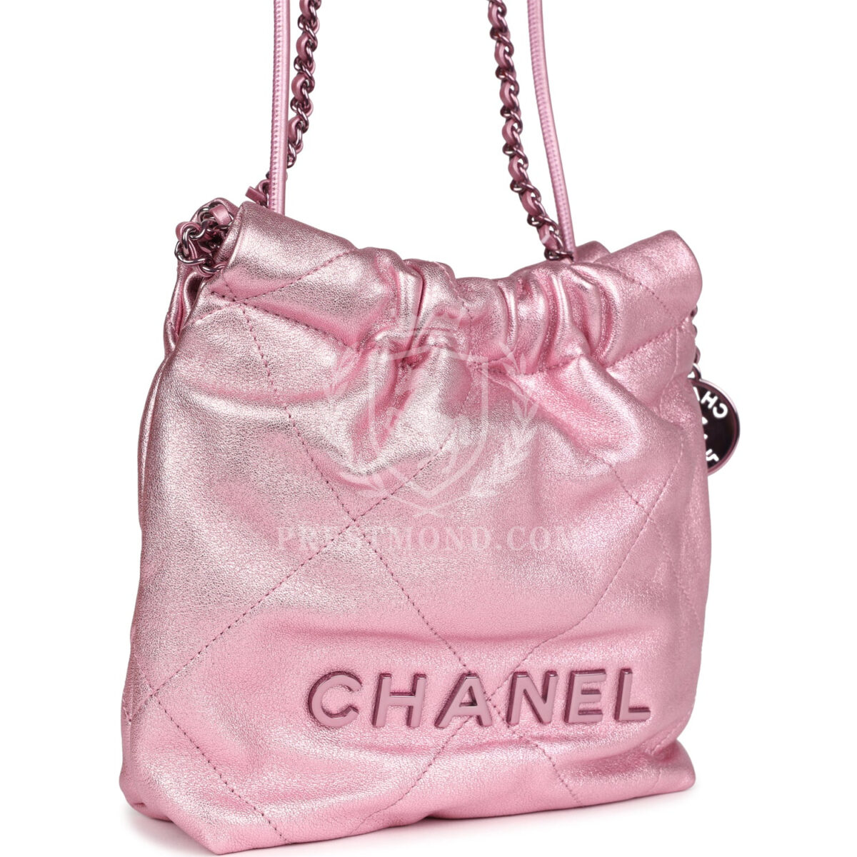 Chanel Mini 22 Bag Pink Metallic Lambskin Lacquered Metal Hardware — изображение 2