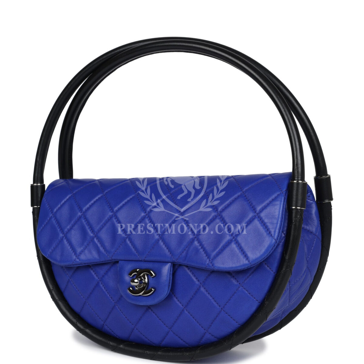 Chanel Small Hula Hoop Bag Dark Blue and Black Lambskin Ruthenium Hardware — изображение 5
