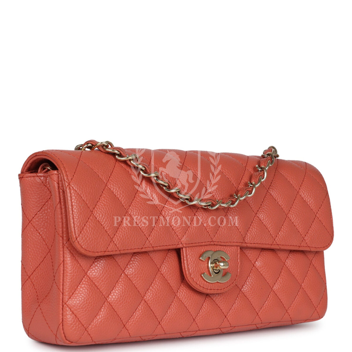 Vintage Chanel Classic East West Single Flap Coral Caviar Light Gold Hardware — изображение 2