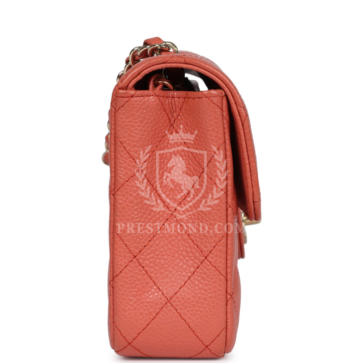 Vintage Chanel Classic East West Single Flap Coral Caviar Light Gold Hardware — изображение 3