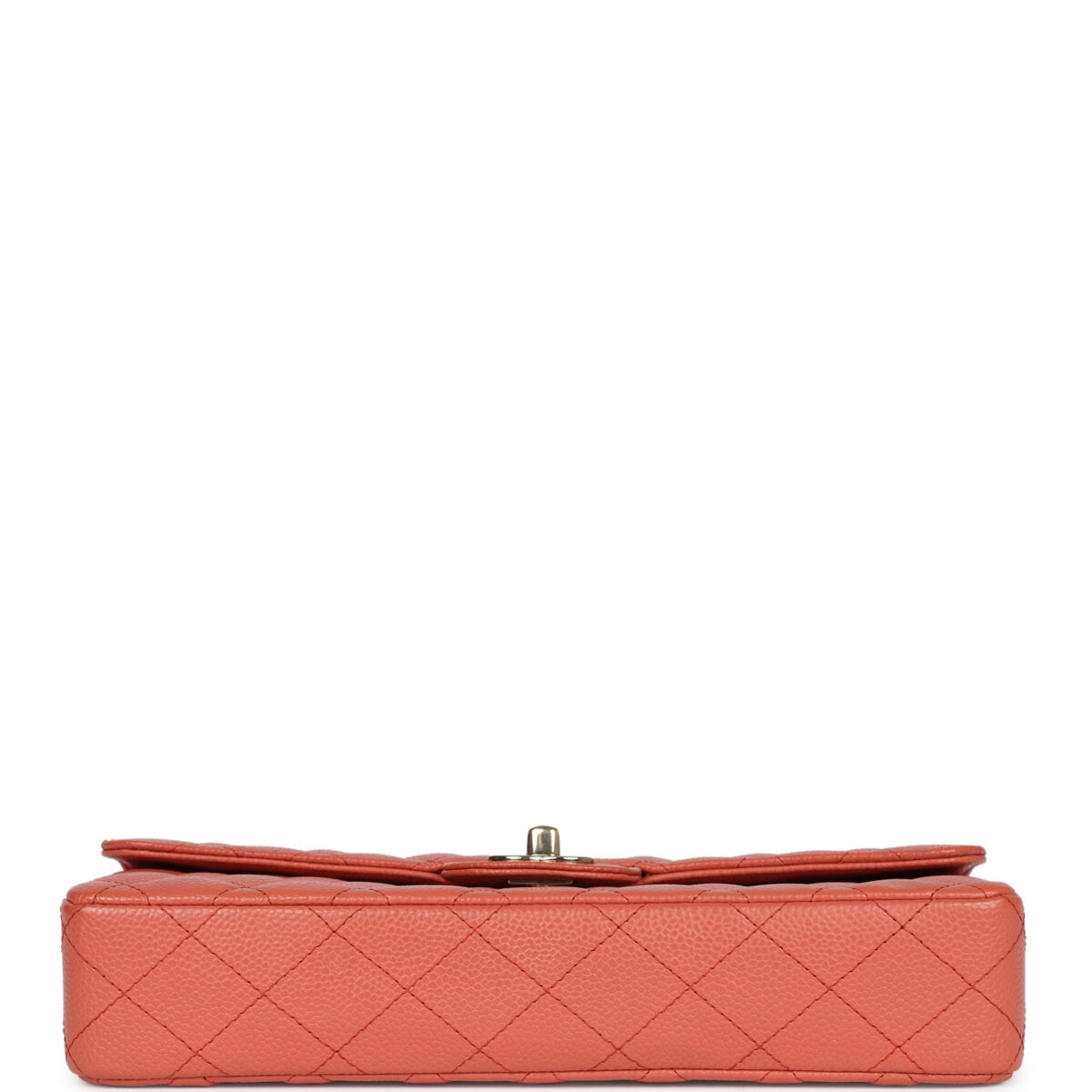 Vintage Chanel Classic East West Single Flap Coral Caviar Light Gold Hardware — изображение 6