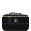 Chanel Small Vanity Case Black Crochet and Lambskin Light Gold Hardware