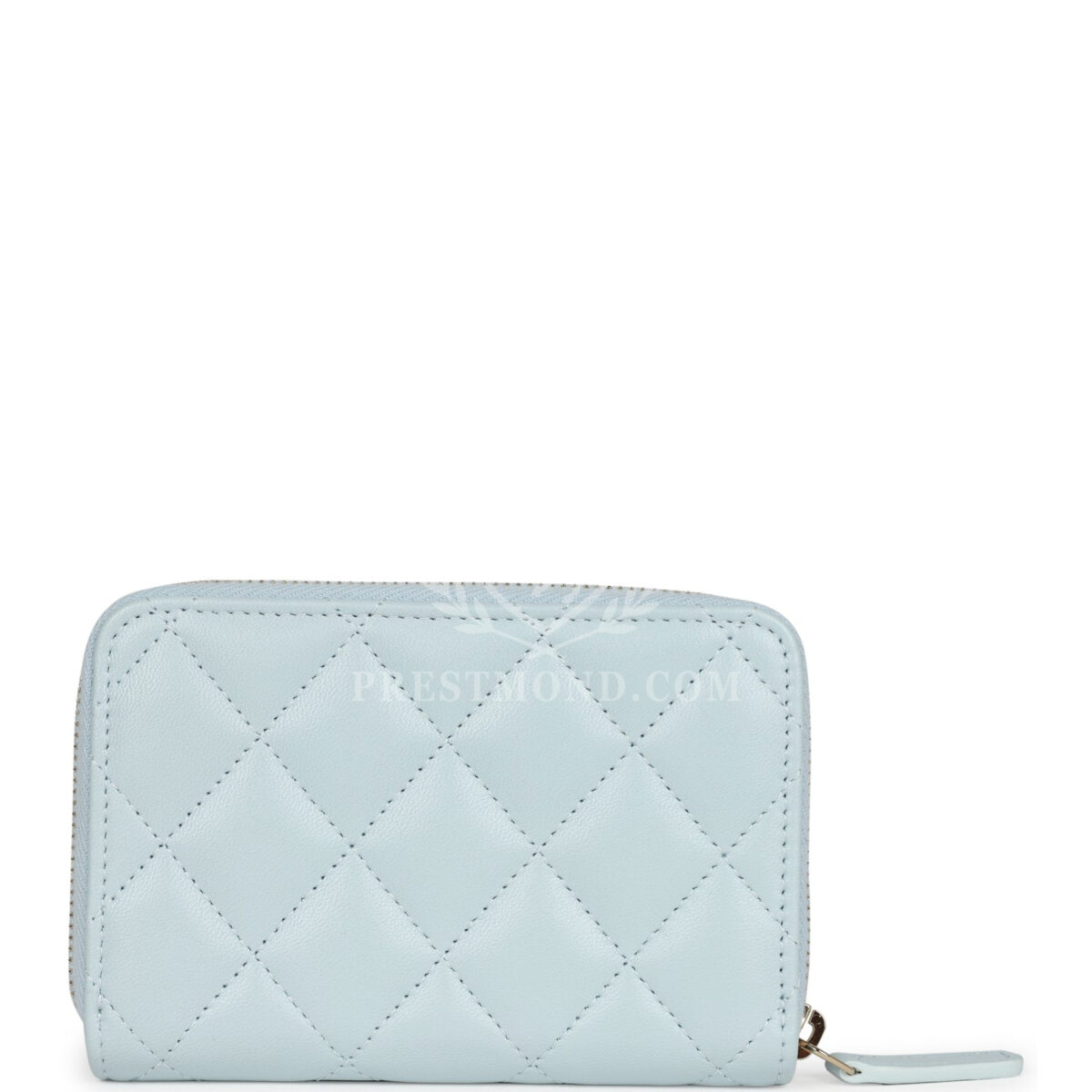 Chanel Small Pearl Classic Zipped Coin Purse Wallet Light Blue Lambskin Light Gold Hardware — изображение 4