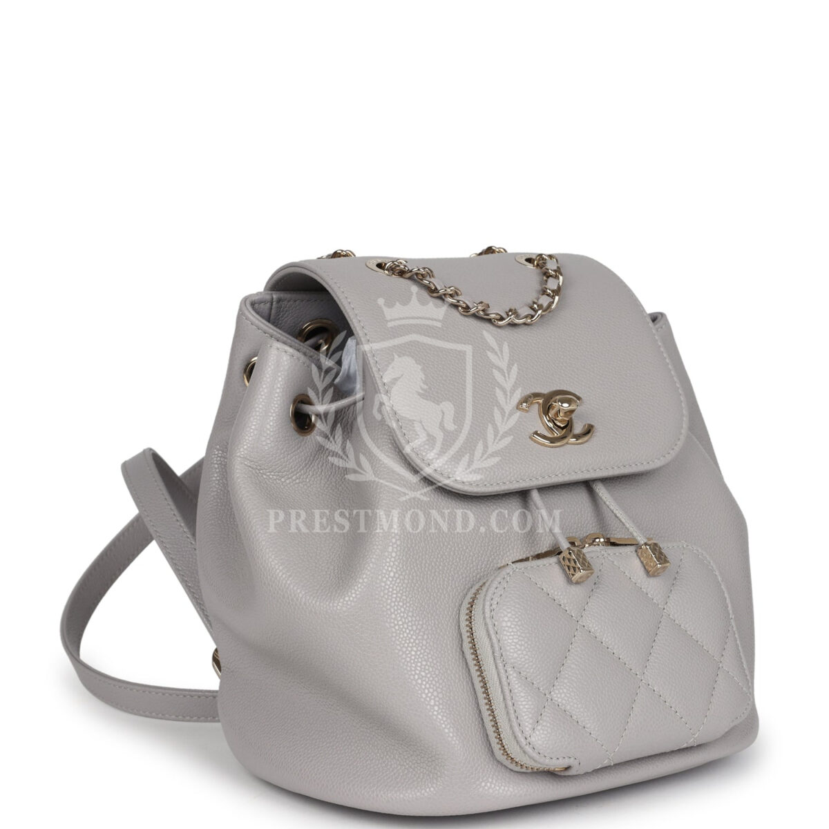 Chanel Small Business Affinity Backpack Light Grey Shiny Caviar Light Gold Hardware — изображение 2