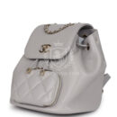 Chanel Small Business Affinity Backpack Light Grey Shiny Caviar Light Gold Hardware