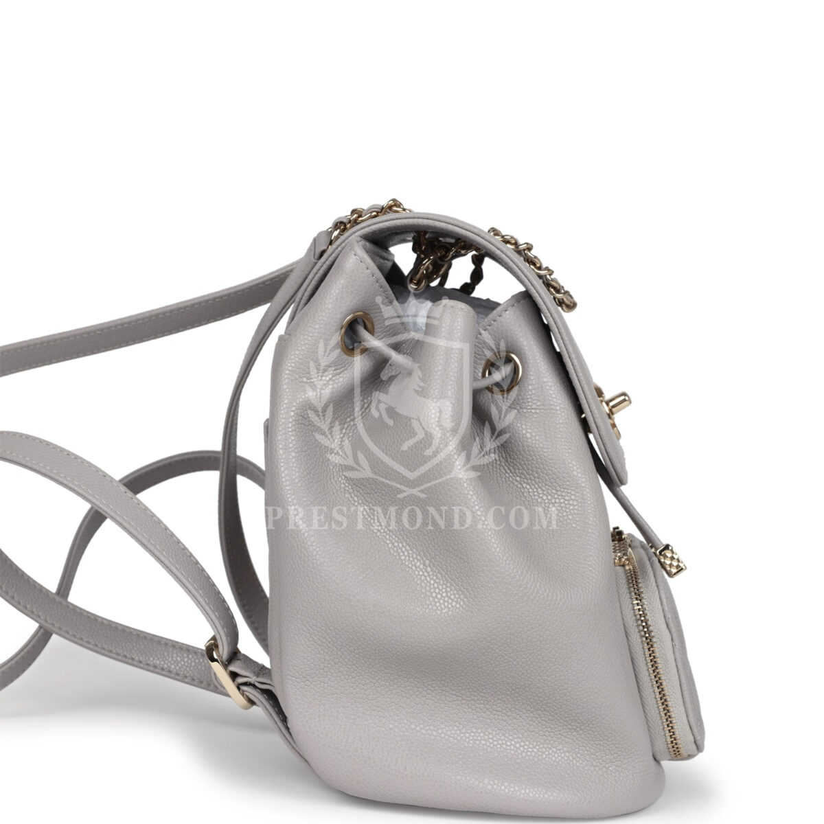 Chanel Small Business Affinity Backpack Light Grey Shiny Caviar Light Gold Hardware — изображение 3