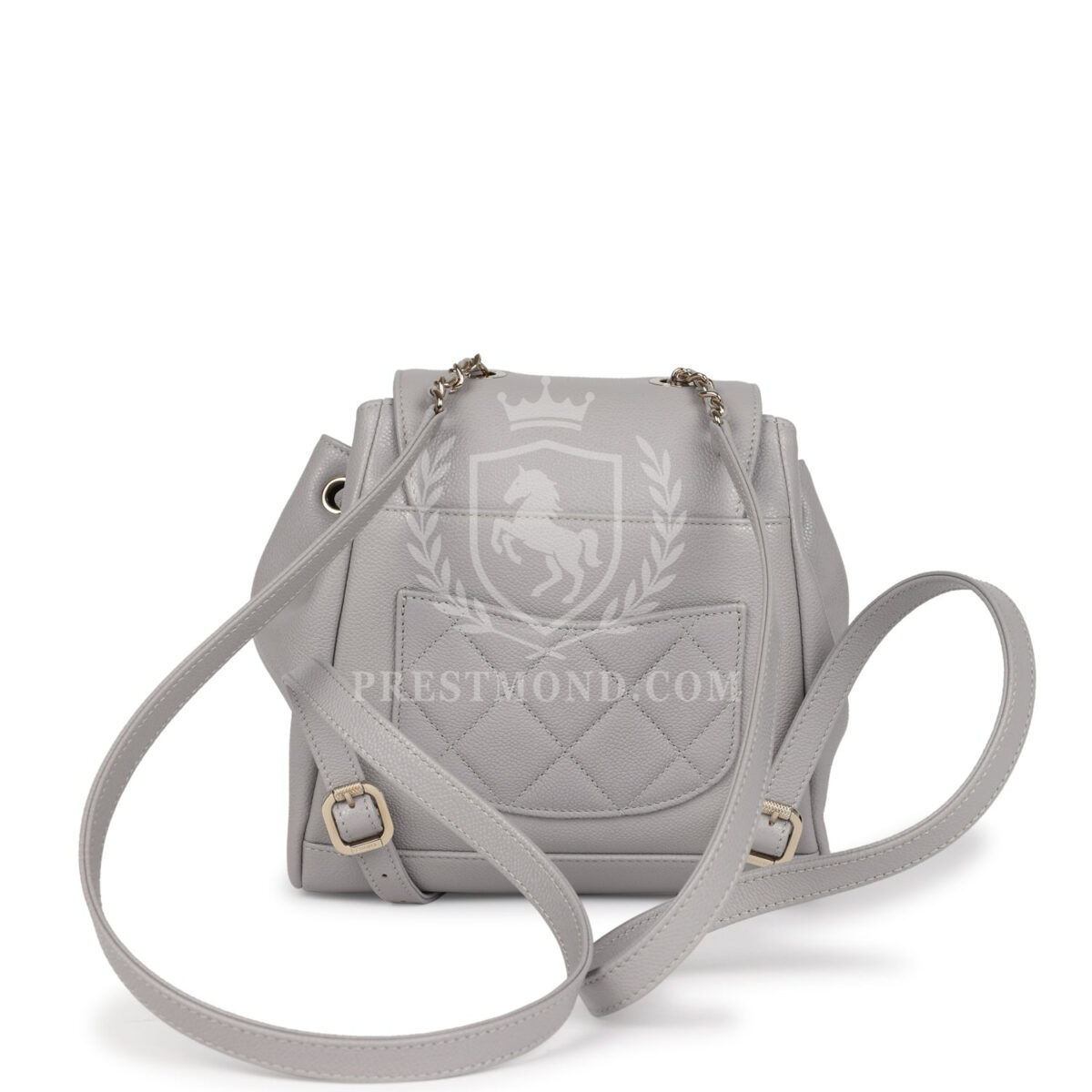 Chanel Small Business Affinity Backpack Light Grey Shiny Caviar Light Gold Hardware — изображение 4
