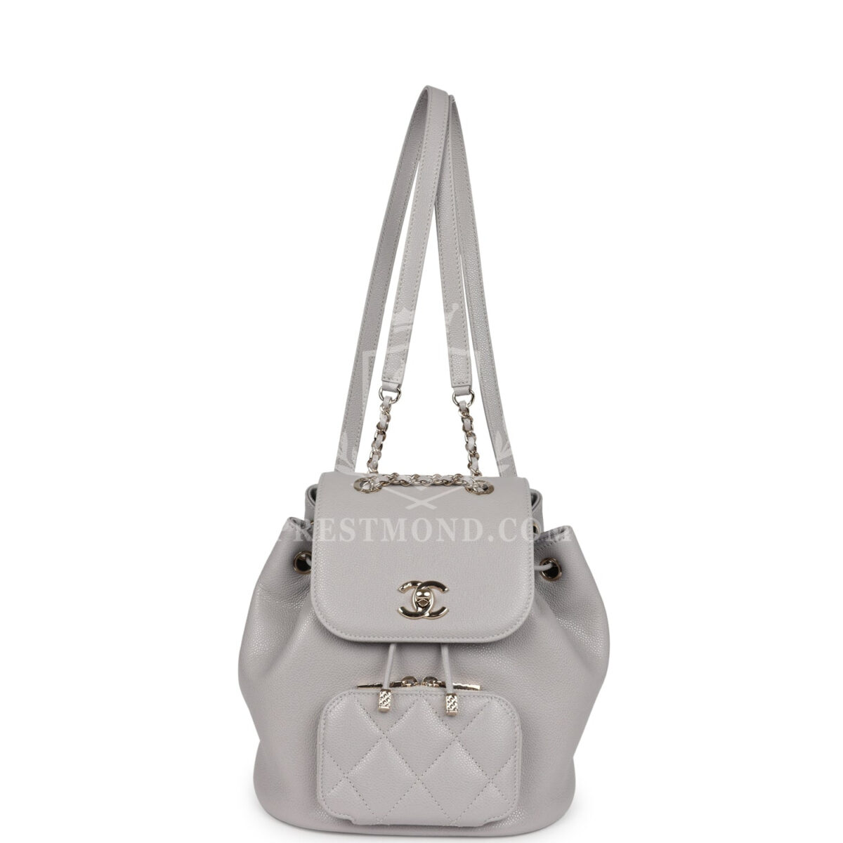 Chanel Small Business Affinity Backpack Light Grey Shiny Caviar Light Gold Hardware — изображение 7