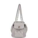 Chanel Small Business Affinity Backpack Light Grey Shiny Caviar Light Gold Hardware