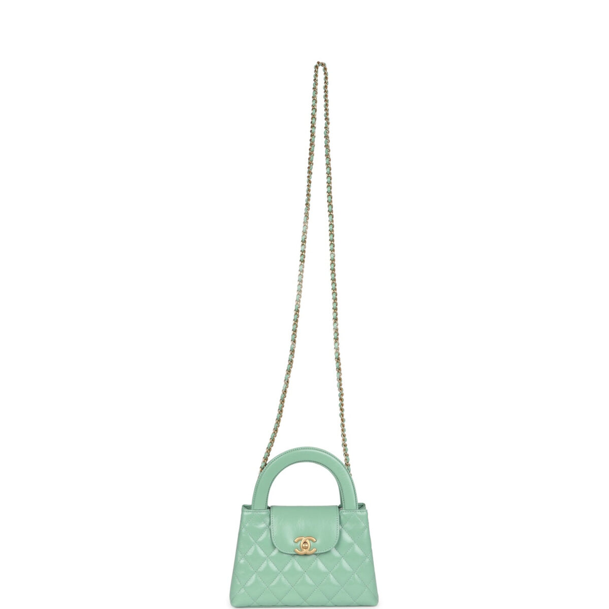Chanel Small Kelly Shopper Light Green Shiny Aged Calfskin Brushed Gold Hardware — изображение 7