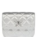 Chanel Crystal CC Walk Of Fame Clutch Wallet Silver Metallic Goatskin Silver Hardware