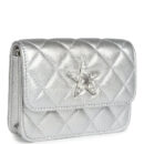 Chanel Crystal CC Walk Of Fame Clutch Wallet Silver Metallic Goatskin Silver Hardware