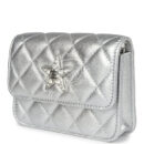Chanel Crystal CC Walk Of Fame Clutch Wallet Silver Metallic Goatskin Silver Hardware
