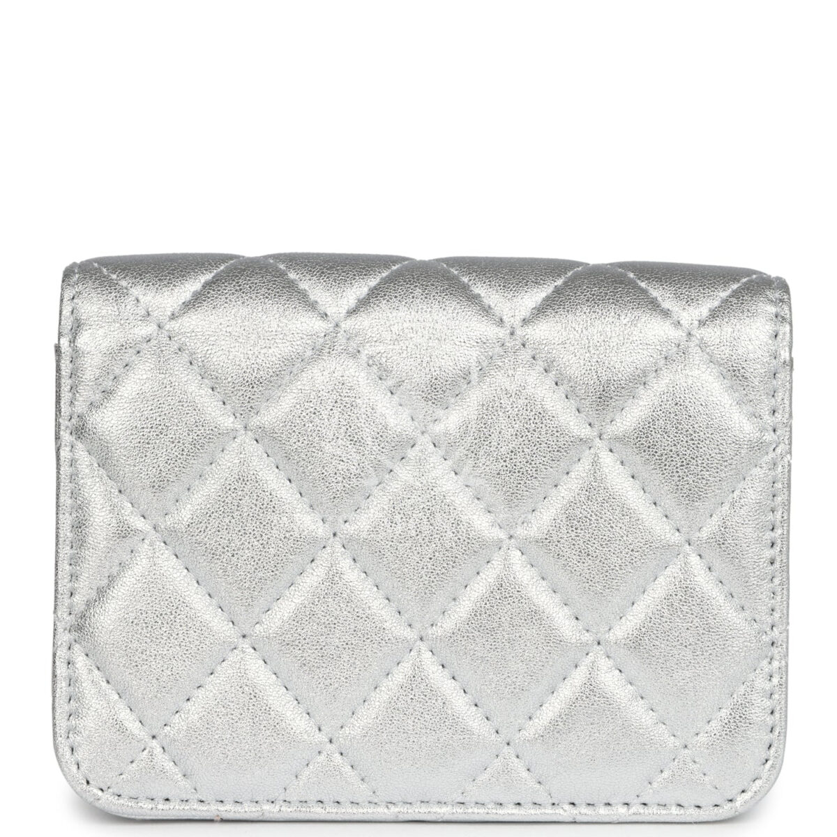 Chanel Crystal CC Walk Of Fame Clutch Wallet Silver Metallic Goatskin Silver Hardware — изображение 5