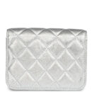 Chanel Crystal CC Walk Of Fame Clutch Wallet Silver Metallic Goatskin Silver Hardware