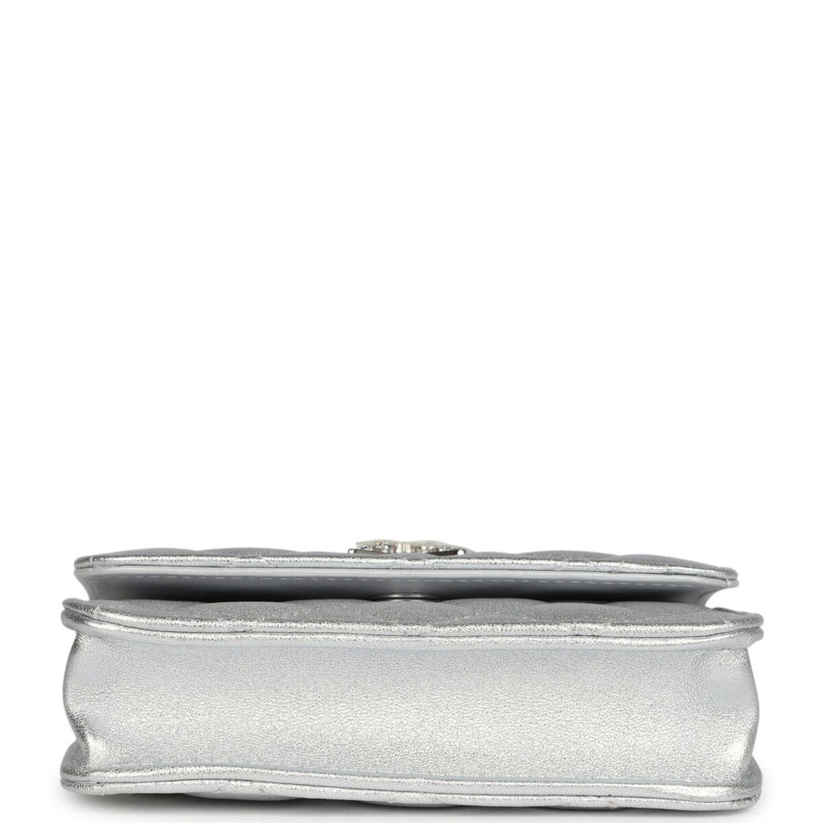 Chanel Crystal CC Walk Of Fame Clutch Wallet Silver Metallic Goatskin Silver Hardware — изображение 6