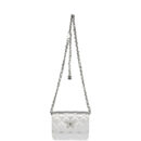Chanel Crystal CC Walk Of Fame Clutch Wallet Silver Metallic Goatskin Silver Hardware