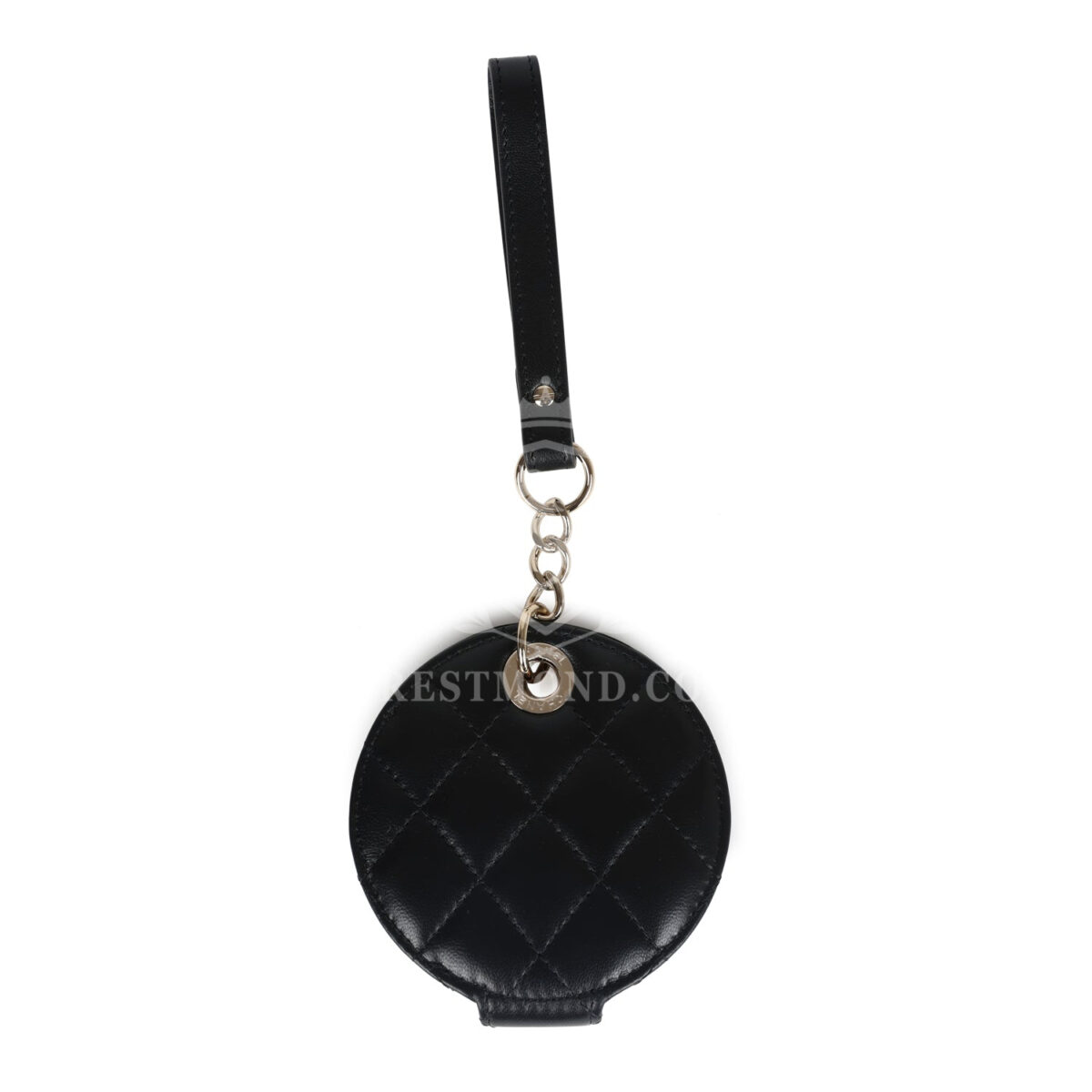 Chanel Round Luggage Tag Black Lambskin Light Gold Hardware — изображение 3
