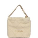 Chanel Small 22 Bag Ecru Shearling Brushed Gold Hardware