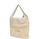 Chanel Small 22 Bag Ecru Shearling Brushed Gold Hardware