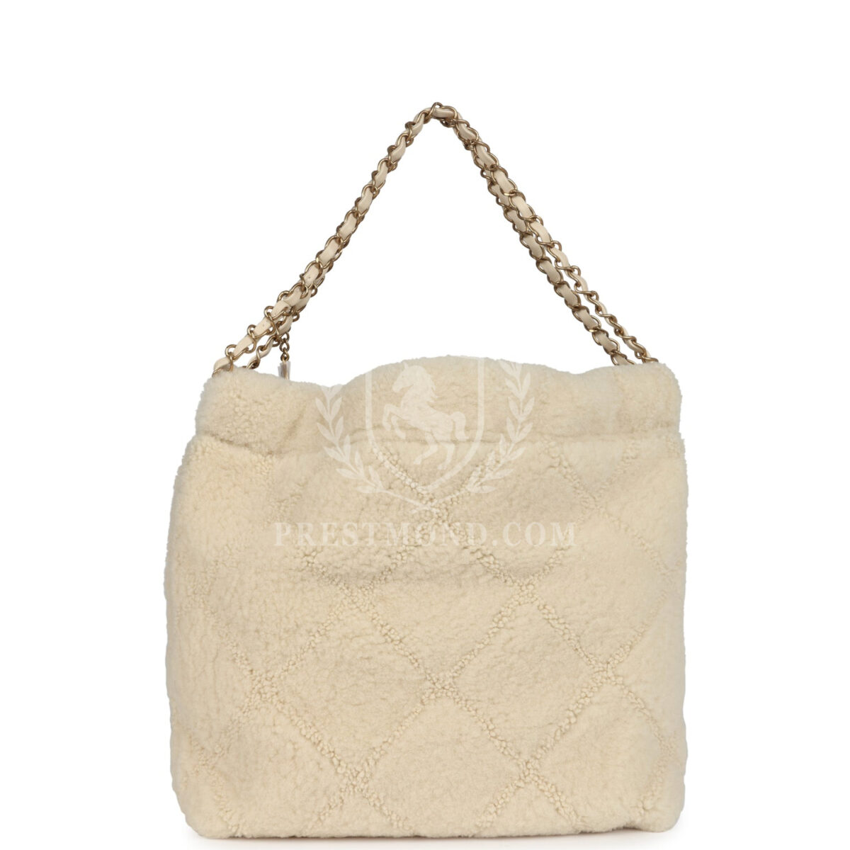 Chanel Small 22 Bag Ecru Shearling Brushed Gold Hardware — изображение 4
