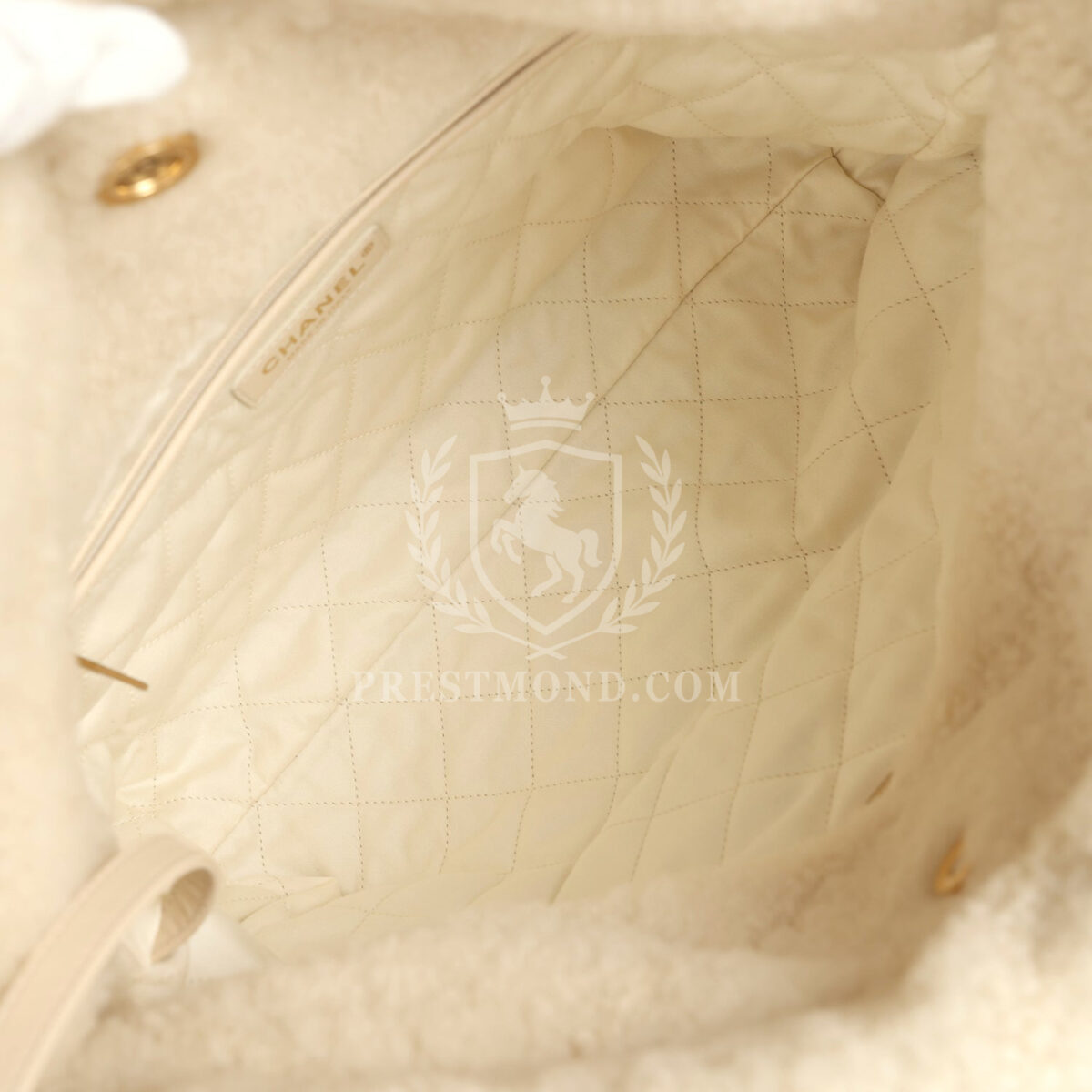 Chanel Small 22 Bag Ecru Shearling Brushed Gold Hardware — изображение 9