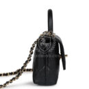 Chanel Nano Coco Top Handle Flap Bag Black Caviar Light Gold Hardware