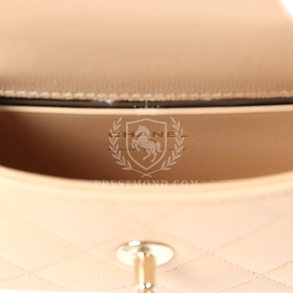 Chanel Nano Coco Top Handle Flap Bag Light Beige Caviar Light Gold Hardware — изображение 8