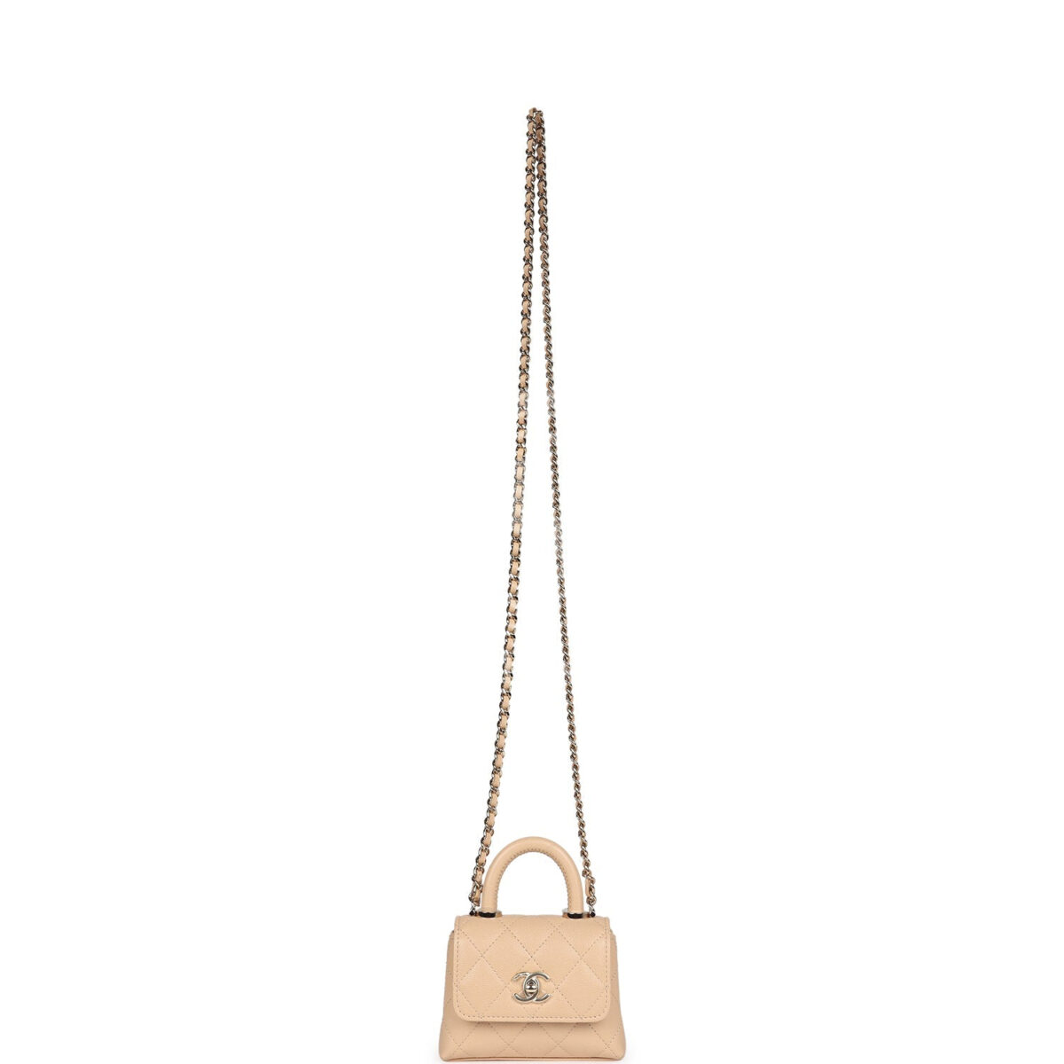 Chanel Nano Coco Top Handle Flap Bag Light Beige Caviar Light Gold Hardware — изображение 9