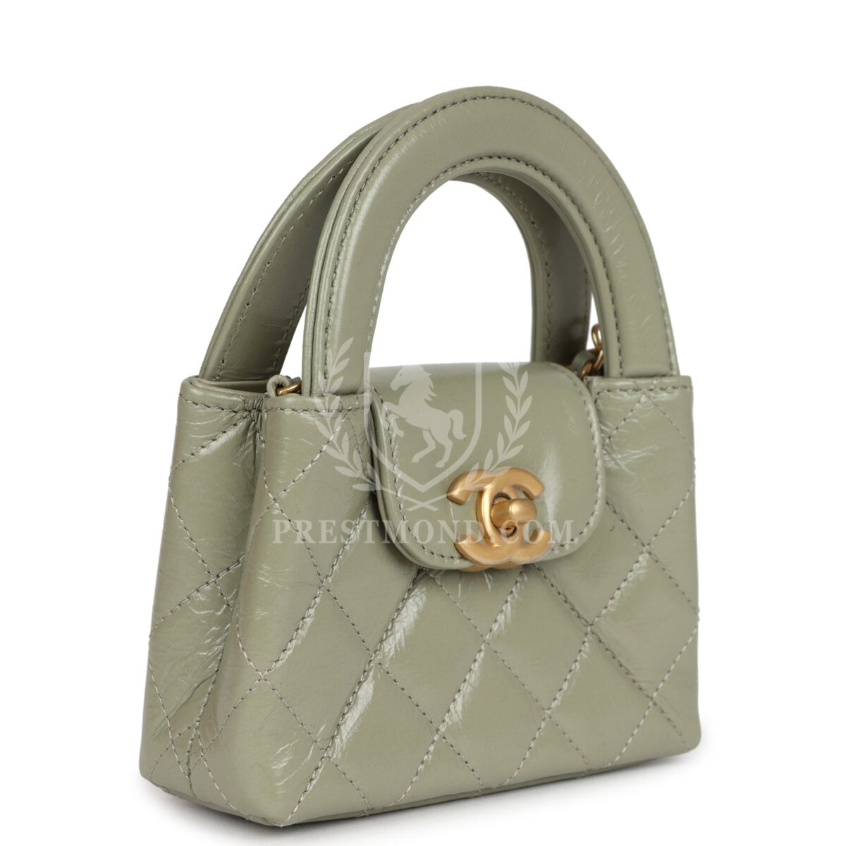 Chanel Nano Kelly Shopper Khaki Shiny Aged Calfskin Brushed Gold Hardware — изображение 2