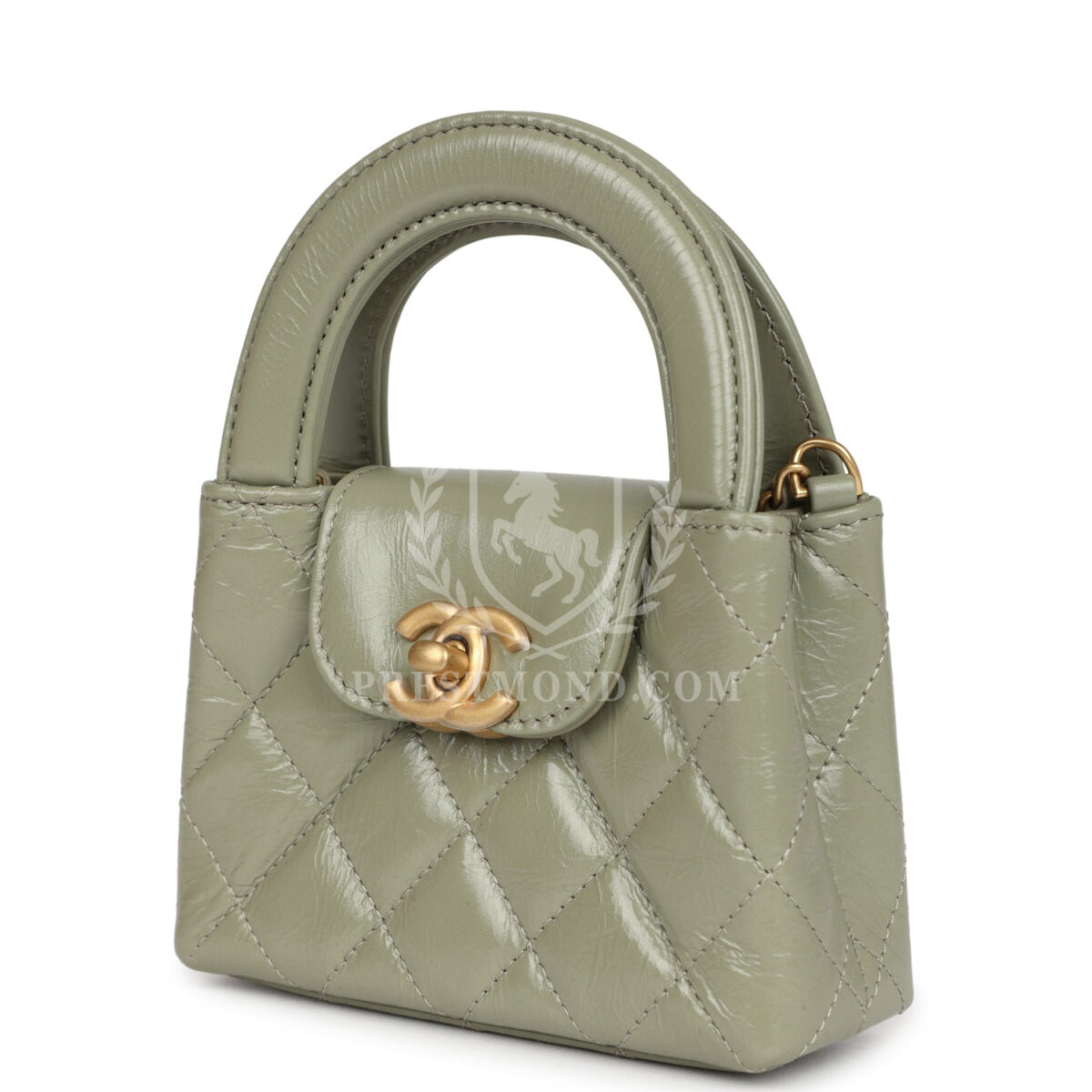 Chanel Nano Kelly Shopper Khaki Shiny Aged Calfskin Brushed Gold Hardware — изображение 5