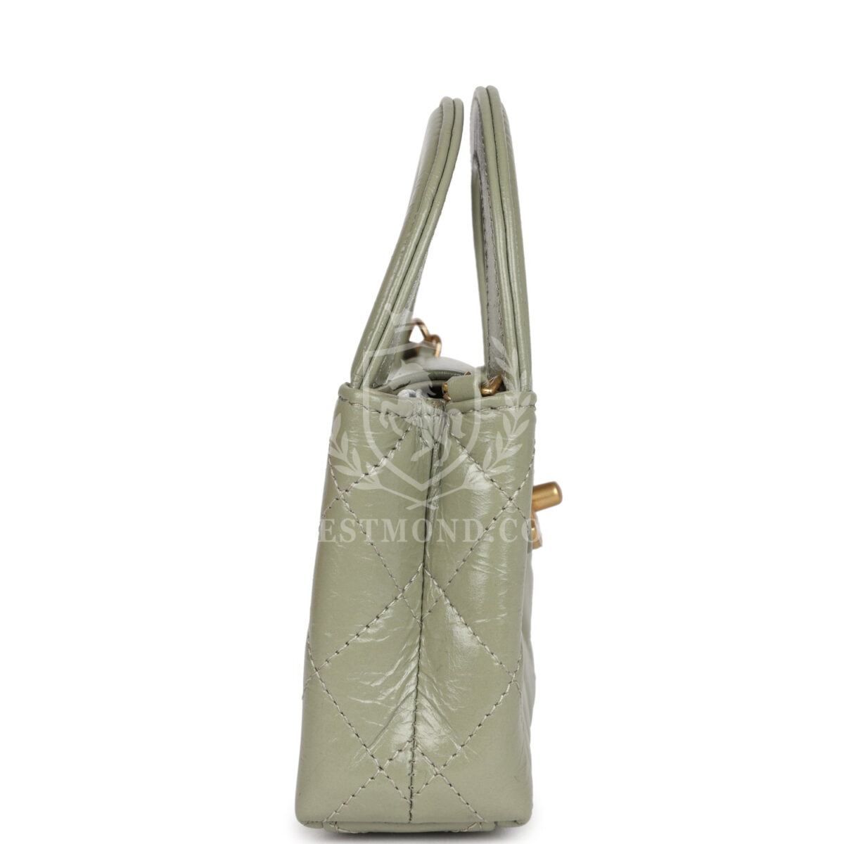 Chanel Nano Kelly Shopper Khaki Shiny Aged Calfskin Brushed Gold Hardware — изображение 3
