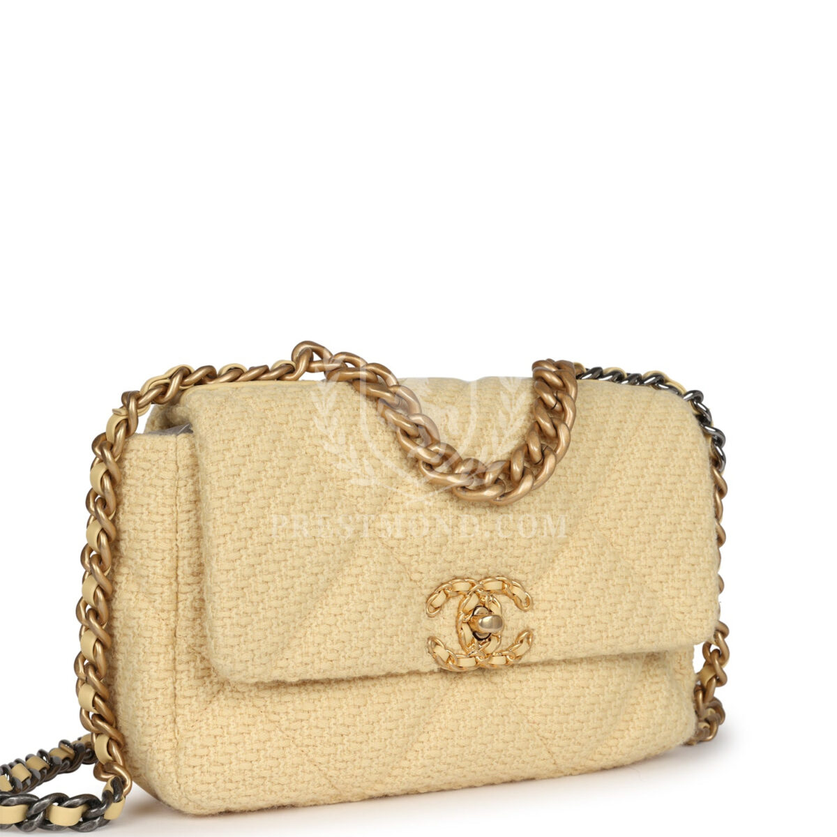 Chanel Medium 19 Flap Bag Light Yellow Wool Mixed Metal Hardware — изображение 2