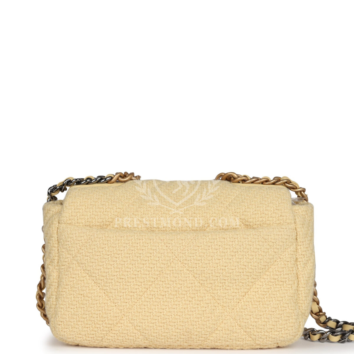 Chanel Medium 19 Flap Bag Light Yellow Wool Mixed Metal Hardware — изображение 4