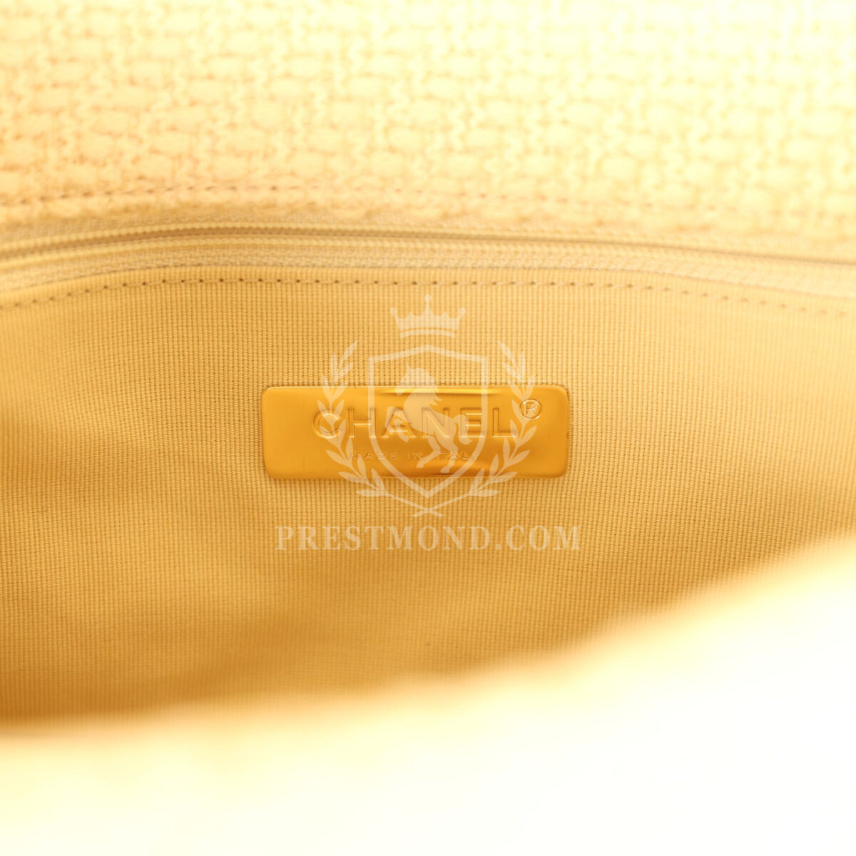 Chanel Medium 19 Flap Bag Light Yellow Wool Mixed Metal Hardware — изображение 9