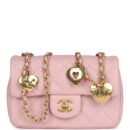 Chanel Mini Rectangular Flap Bag with Heart Chain Pink Lambskin Antique Gold Hardware