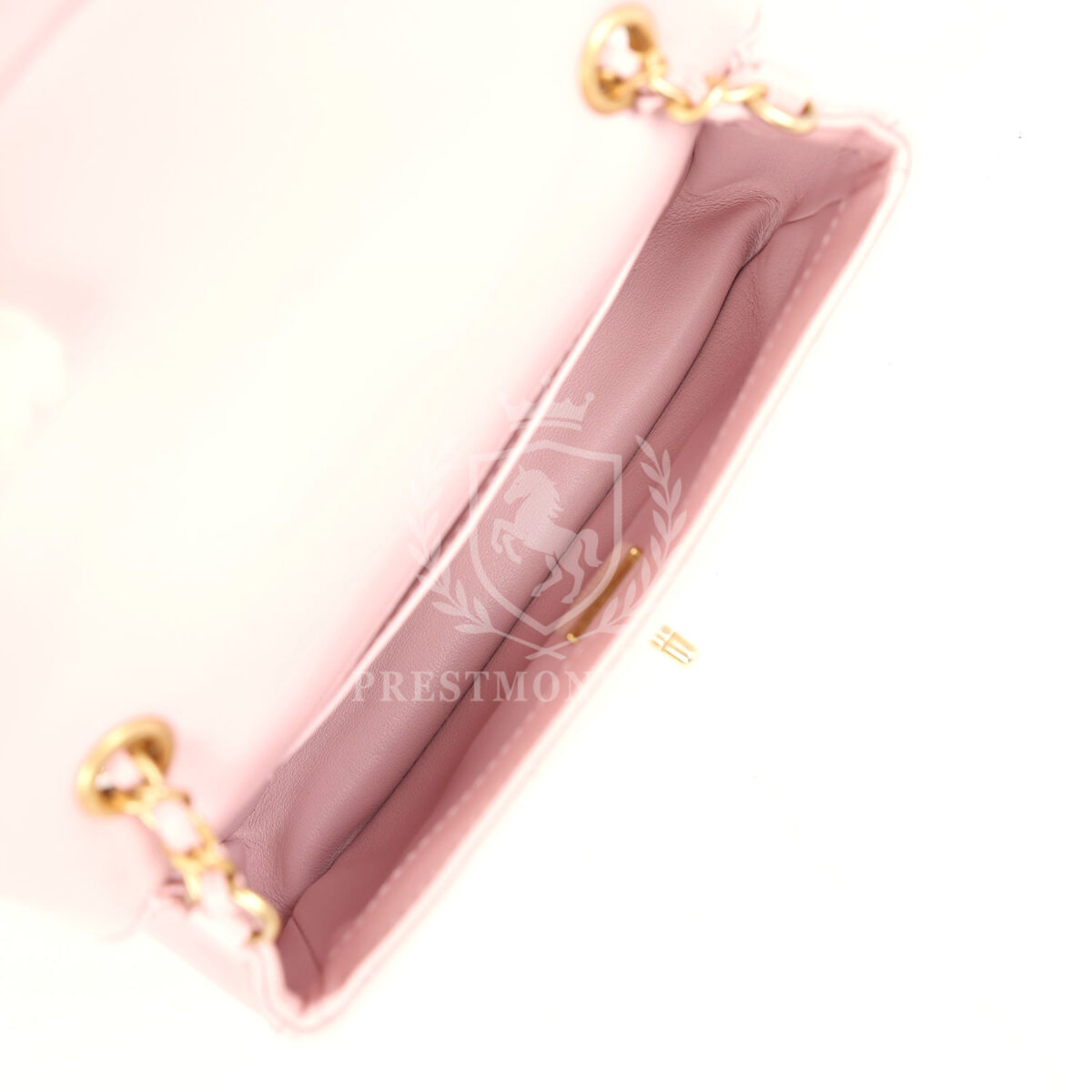 Chanel Mini Rectangular Flap Bag with Heart Chain Pink Lambskin Antique Gold Hardware — изображение 9