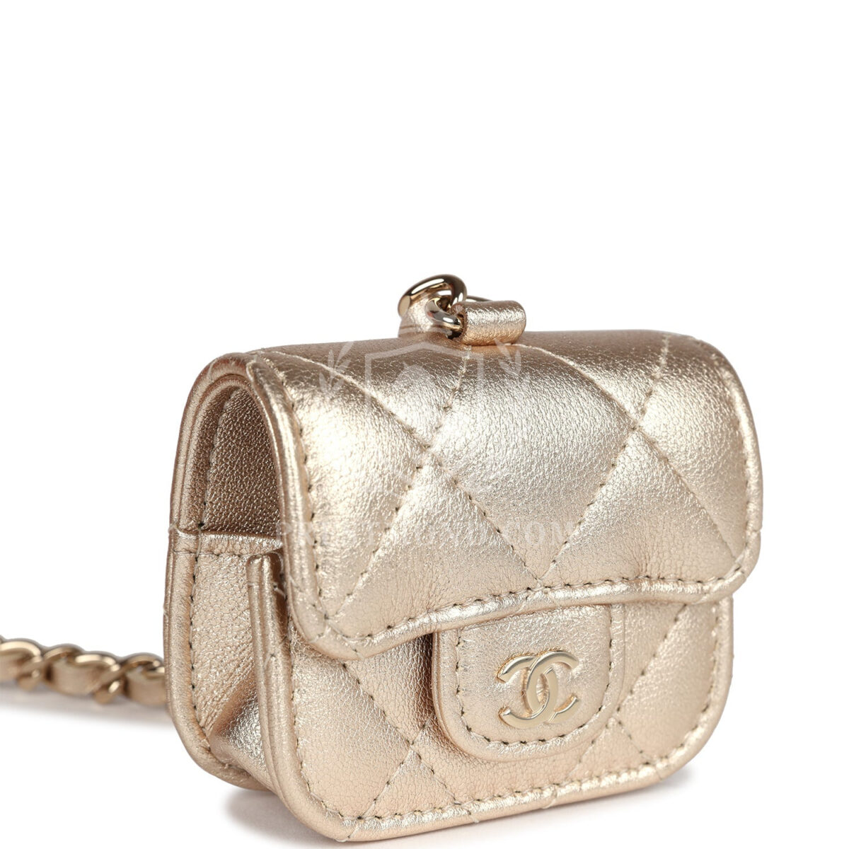 Chanel Round Clip-On Coin Purse and Airpod Pro Case Metallic Gold Goatskin Light Gold Hardware — изображение 2