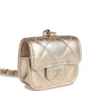 Chanel Round Clip-On Coin Purse and Airpod Pro Case Metallic Gold Goatskin Light Gold Hardware