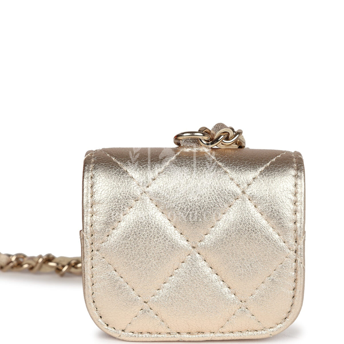 Chanel Round Clip-On Coin Purse and Airpod Pro Case Metallic Gold Goatskin Light Gold Hardware — изображение 4