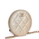 Chanel Round Clip-On Coin Purse and Airpod Pro Case Metallic Gold Goatskin Light Gold Hardware