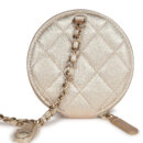 Chanel Round Clip-On Coin Purse and Airpod Pro Case Metallic Gold Goatskin Light Gold Hardware