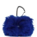 Chanel Mini Clutch Bag Dark Blue Shearling Silver Hardware