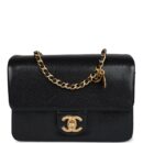 Chanel Mini Flap Bag Black Shiny Caviar Brushed Gold Hardware