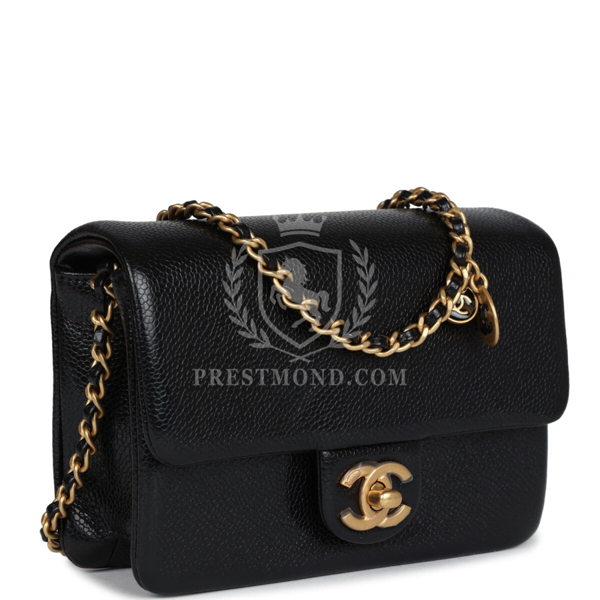 Chanel Mini Flap Bag Black Shiny Caviar Brushed Gold Hardware — изображение 2
