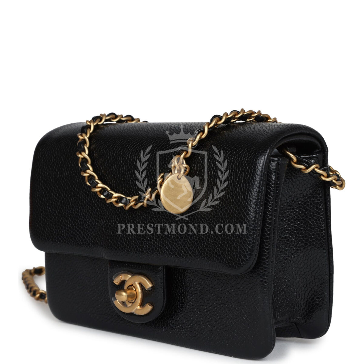Chanel Mini Flap Bag Black Shiny Caviar Brushed Gold Hardware — изображение 5