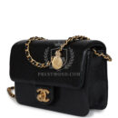 Chanel Mini Flap Bag Black Shiny Caviar Brushed Gold Hardware