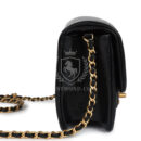 Chanel Mini Flap Bag Black Shiny Caviar Brushed Gold Hardware