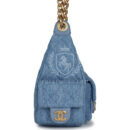 Chanel Large Cargo Hobo Bag Light Blue Washed Denim Brushed Gold Hardware